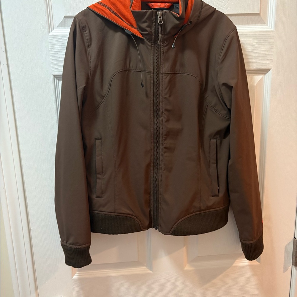 Marmot Brown Jacket with Orange Hood